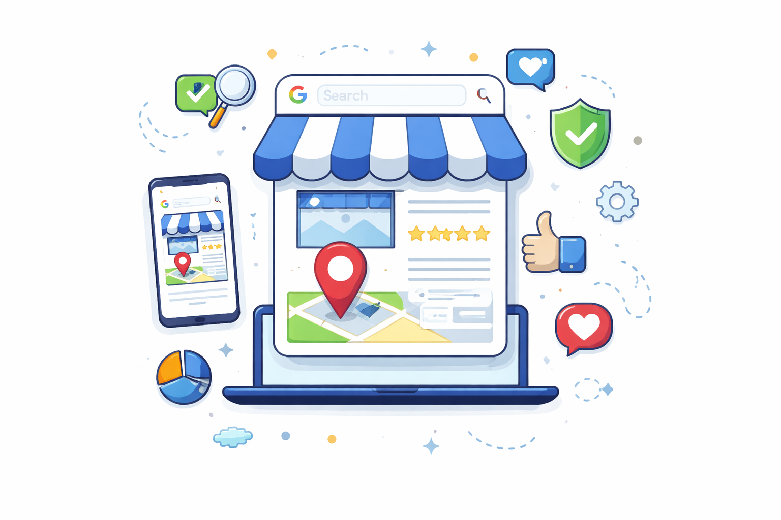 a vector image showing google my business profile
